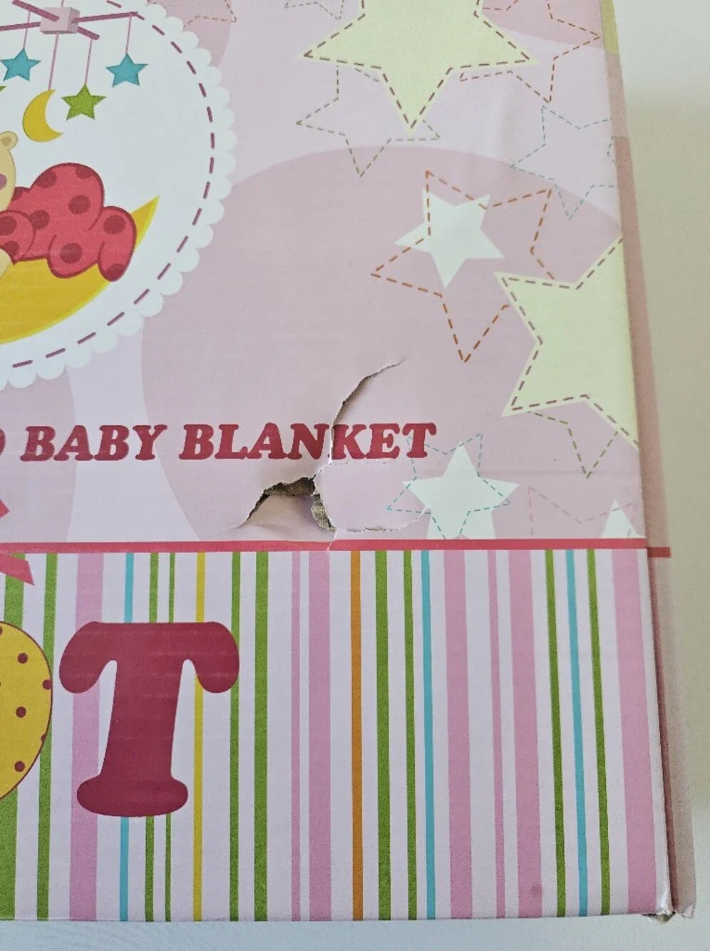 TBI Cloudy Embossed Baby Blanket Pink Bunny Moon 110 X 140 cm NIB
